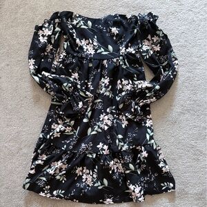 Floral Black and White Dress